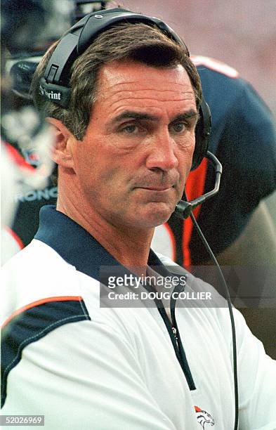 Denver Broncos head coach Mike Shanahan looks on during the Broncos pre-season game against their Super Bowl XXXII rivals the Green Bay Packers 24...