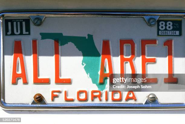 florida "all are one" plate - florida license plate stock pictures, royalty-free photos & images