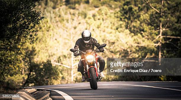 motorbiking in sintra - biker jacket stock pictures, royalty-free photos & images