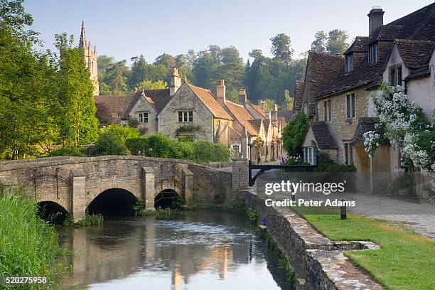 early morning at castle combe village - wiltshire stock pictures, royalty-free photos & images