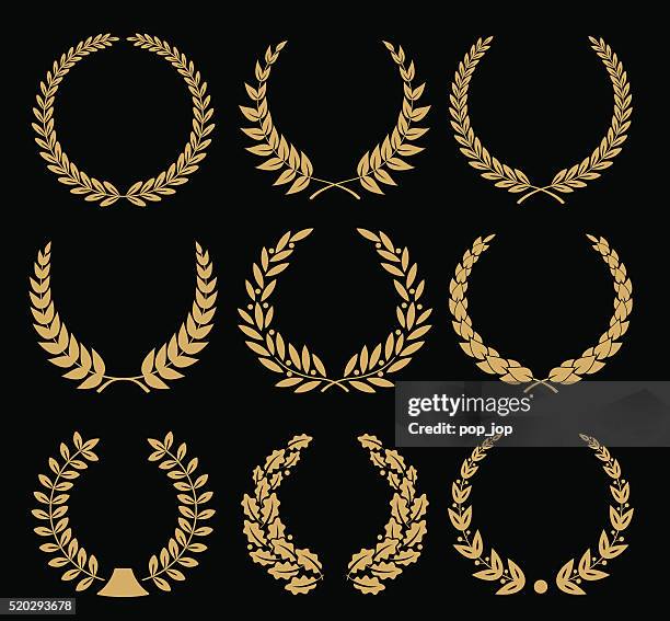 stockillustraties, clipart, cartoons en iconen met laurel wreaths set - illustration - olijf