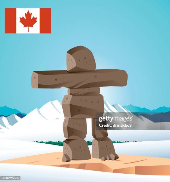 inukshuk - algonquin provincial park stock illustrations