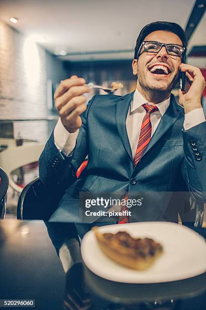 making business and having lunch - business man laughing stock pictures, royalty-free photos & images