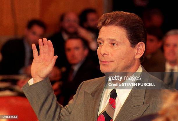 Salvatore "Sammy the Bull" Gravano, a former member of the Gambino family, prepares to testify 01 April, 1993 about corruption in the sport of...