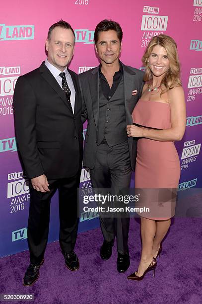 Actor Dave Coulier, actor John Stamos, and actress Lori Loughlin attend 2016 TV Land Icon Awards at The Barker Hanger on April 10, 2016 in Santa...