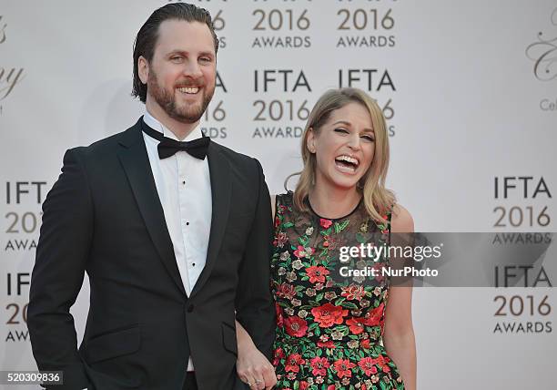 Amy Huberman with her brother Mark attend the 2016 IFTA Film &amp; Drama Awards at Mansion House in Dublin. Dublin, Ireland, on Saturday 9 April 2016.