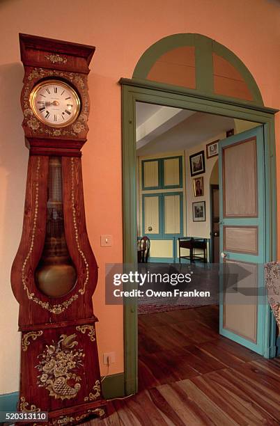 antique grandfather clock - grandfather clock stock pictures, royalty-free photos & images
