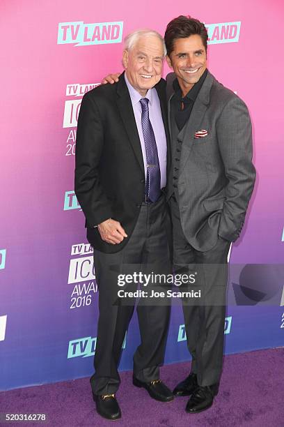 Actors Garry Marshall and John Stamos attend 2016 TV Land Icon Awards at The Barker Hanger on April 10, 2016 in Santa Monica, California.