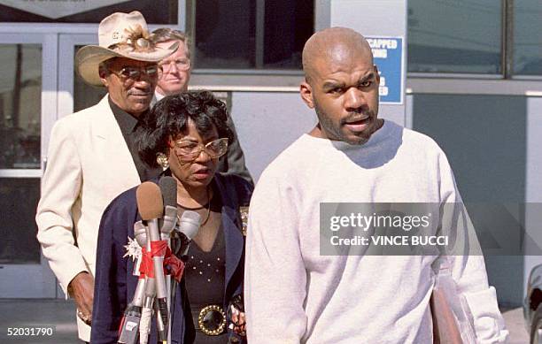 Henry Watson , one of the defendants in the Reginald Denny beating trial, is accompanied by his mother Joyce and father Henry 20 October 1993 and...