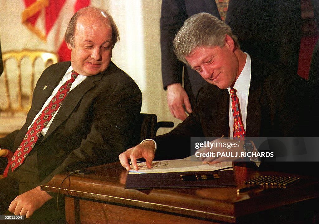 James Brady (L), the Reagan Administration press s