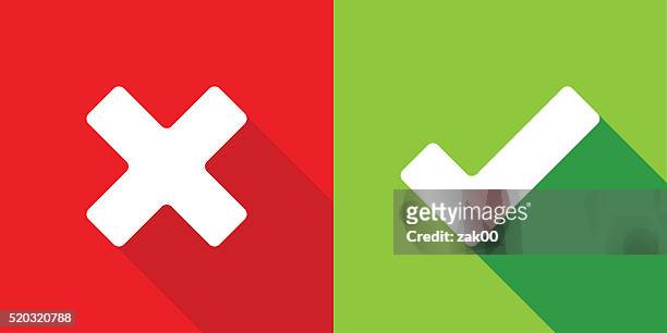wrong and right check mark - cross shape stock illustrations