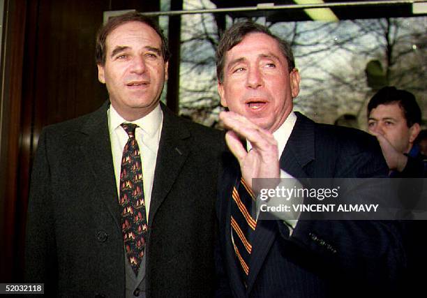 Trade representative Mickey Kantor meets his European counterpart Leon Brittan 11 December 1993 at the start of a new round of talks aimed at...