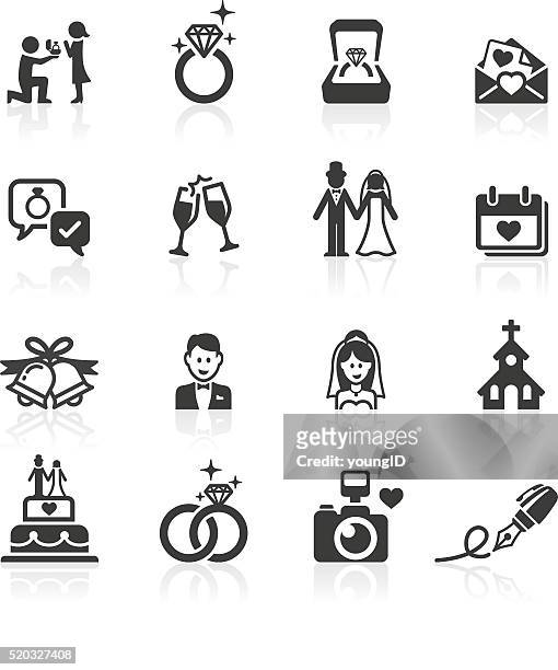 engagement & wedding icons. - wedding symbols stock illustrations