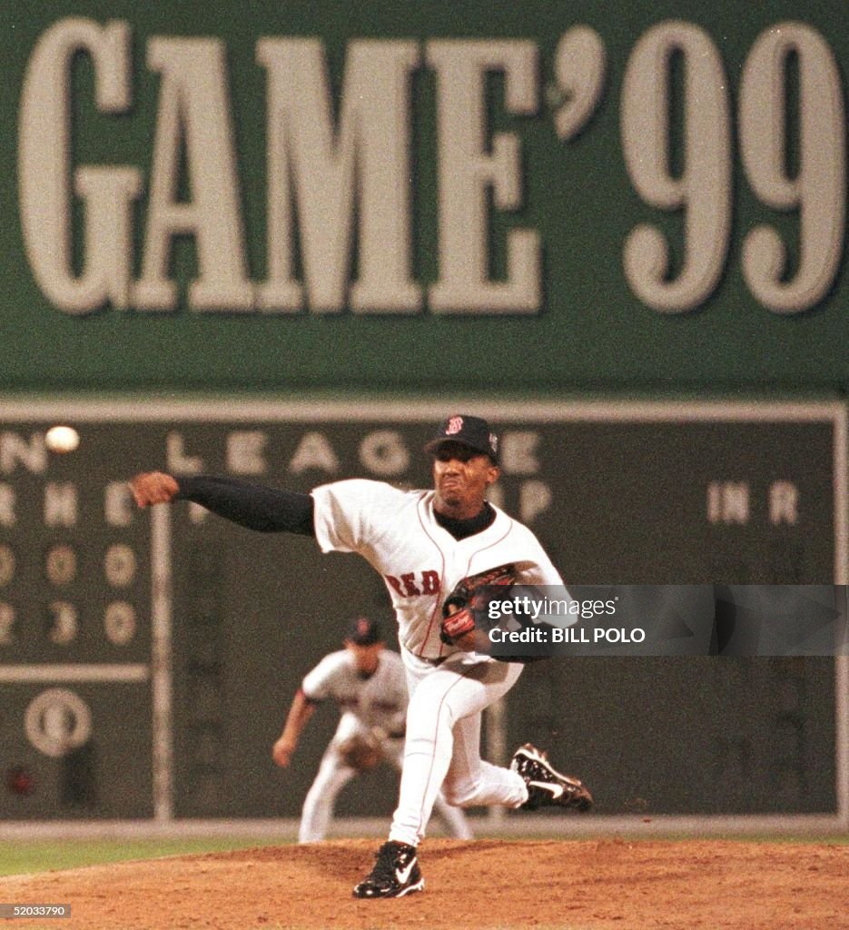 Pedro Martinez of the Boston Red Sox pitches in th