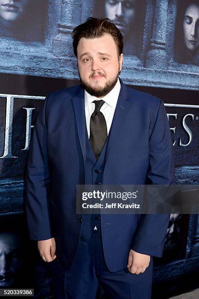 Actor John Bradley attends the premiere for the sixth season of HBO's "Game Of Thrones" at TCL Chinese Theatre on April 10, 2016 in Hollywood City.