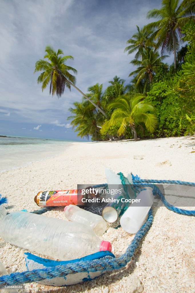 Litter Washed up on Tepuka Island in Tuvalu