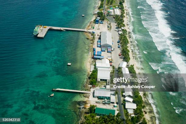 aerial view of funafuti island - tuvalu stock pictures, royalty-free photos & images