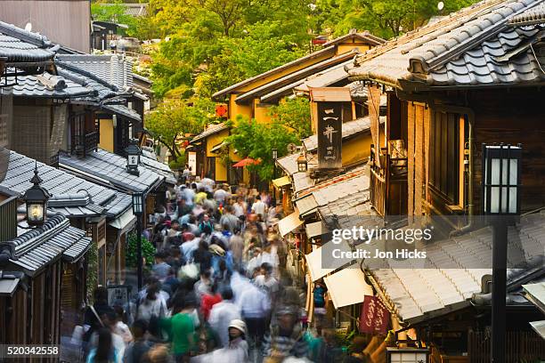 a busy street near kiyomizu-dera. - kiyomizu temple stock pictures, royalty-free photos & images