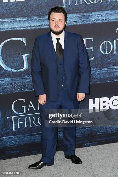 Actor John Bradley arrives at the premiere of HBO's "Game of Thrones" Season 6 at the TCL Chinese Theatre on April 10, 2016 in Hollywood, California.