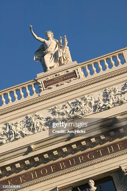 architectural sculpture on burgtheater in vienna - burgtheater wien stock pictures, royalty-free photos & images