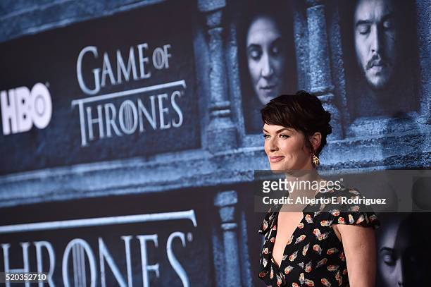 Actress Lena Headey attends the premiere of HBO's "Game Of Thrones" Season 6 at TCL Chinese Theatre on April 10, 2016 in Hollywood, California.