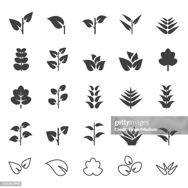 plant icon set - weeding stock illustrations