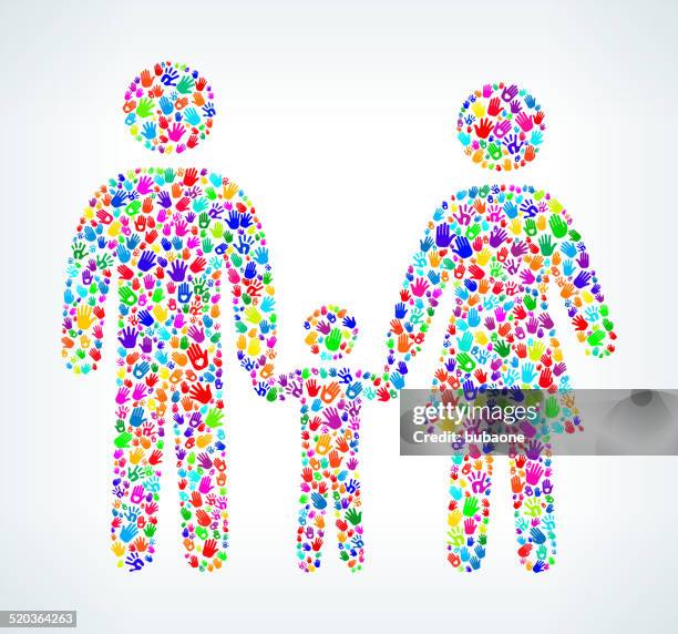 family and parenting on hands pattern white background - man with multiple hands stock illustrations
