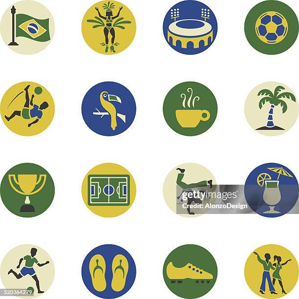 brasilianische icon-set - lateinamerikanischer tanz stock-grafiken, -clipart, -cartoons und -symbole
