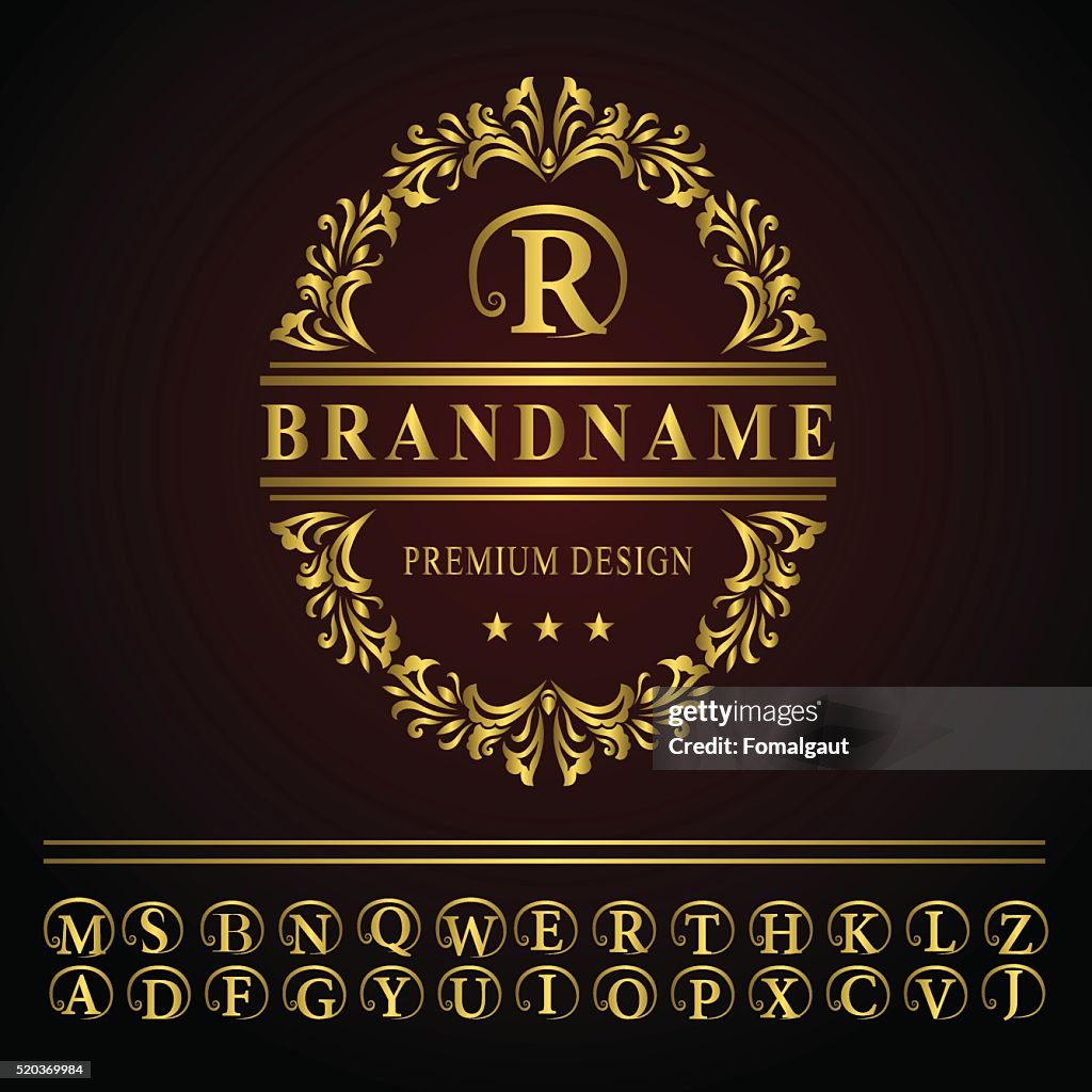 Single Letter Monogram R Monogram Design Elements Graceful Template Business Gold Emblem Letter ...
