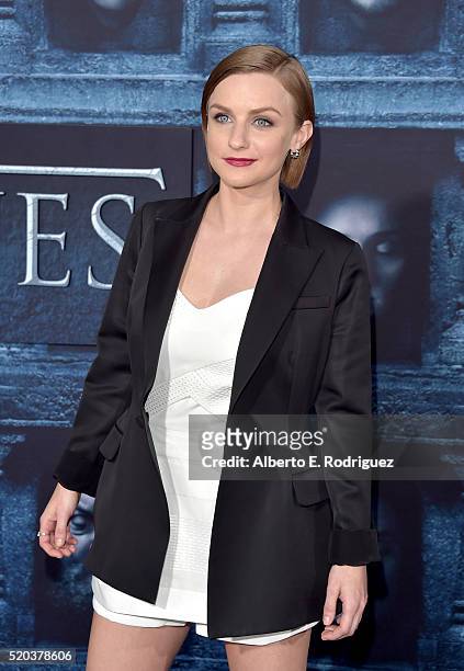 Actress Faye Marsay attends the premiere of HBO's "Game Of Thrones" Season 6 at TCL Chinese Theatre on April 10, 2016 in Hollywood, California.