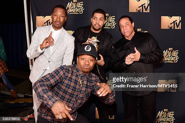 Actors Corey Hawkins, Jason Mitchell and O'Shea Jackson Jr. With DJ Yella of N.W.A, winners of the True Story award for 'Straight Outta Compton,'...