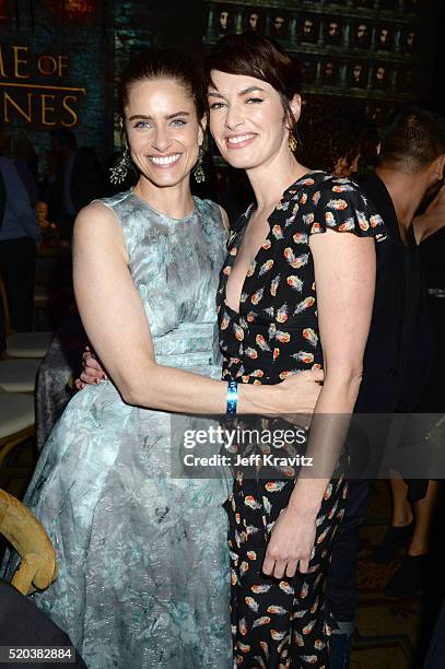 Actresses Amanda Peet and Lena Headey attend the after party at the premiere for the sixth season of HBO's "Game Of Thrones" at TCL Chinese Theatre...