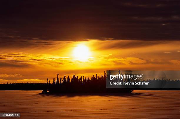winter sunset in the northwest territories - great slave lake stock pictures, royalty-free photos & images
