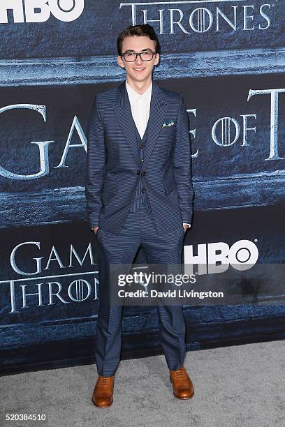 Actor Isaac Hempstead Wright arrives at the premiere of HBO's "Game of Thrones" Season 6 at the TCL Chinese Theatre on April 10, 2016 in Hollywood,...