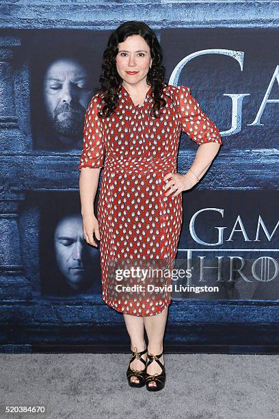 Actress Alex Borstein arrives at the premiere of HBO's "Game of Thrones" Season 6 at the TCL Chinese Theatre on April 10, 2016 in Hollywood,...