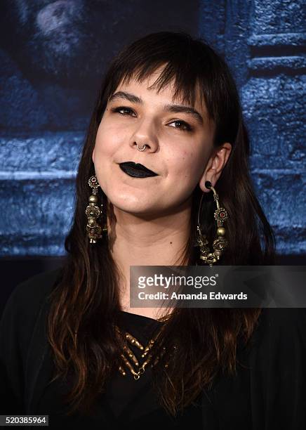 Singer Nanna Bryndis Hilmarsdottir of the band Of Monsters and Men arrives at the premiere of HBO's "Game Of Thrones" Season 6 at the TCL Chinese...