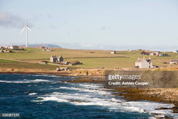 an enercon 2.3 mw wind turbine on flotta in the orkney isles, scotland, uk. - enercon stock pictures, royalty-free photos & images