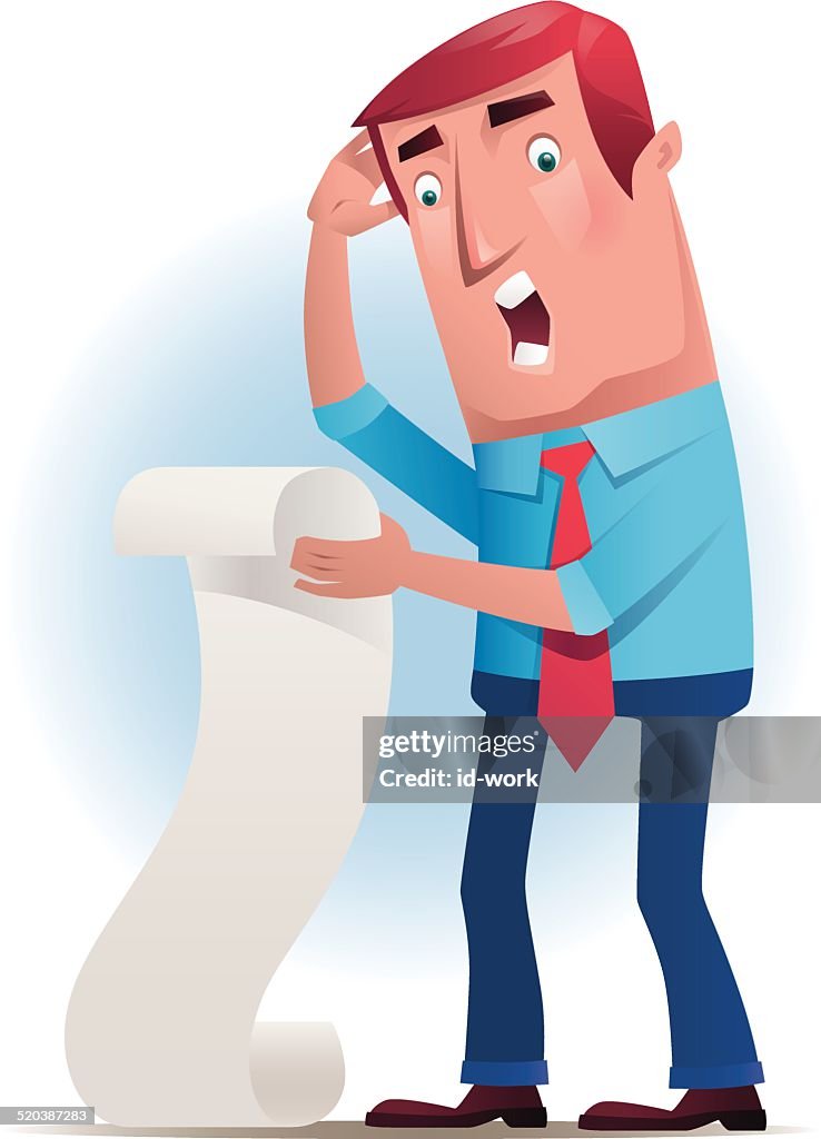 Empresario leyendo hoja de papel