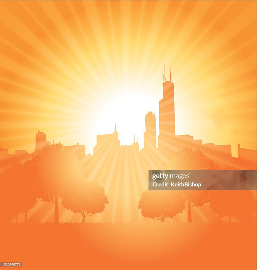 City Background Sun Burst Background