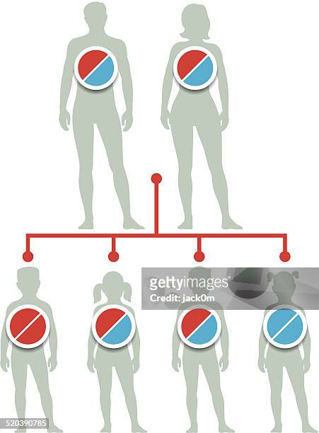 genetic disorder family tree - family tree stock illustrations