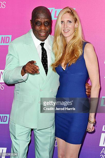 Jimmie 'JJ' Walker and Ann Coulter arrive at the TV Land Icon Awards at The Barker Hanger on April 10, 2016 in Santa Monica, California.