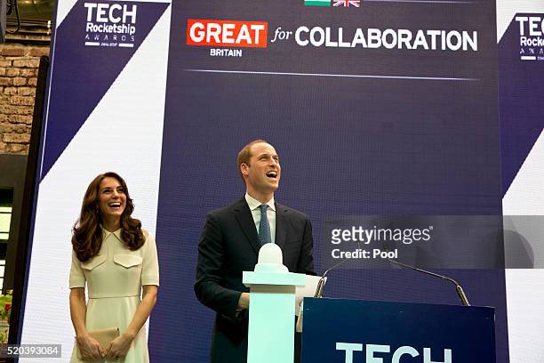 Prince William, Duke of Cambridge and Catherine, Duchess of Cambridge meet young entrepreneurs during a visit to Mumbai on April 11, 2016 in Mumbai,...