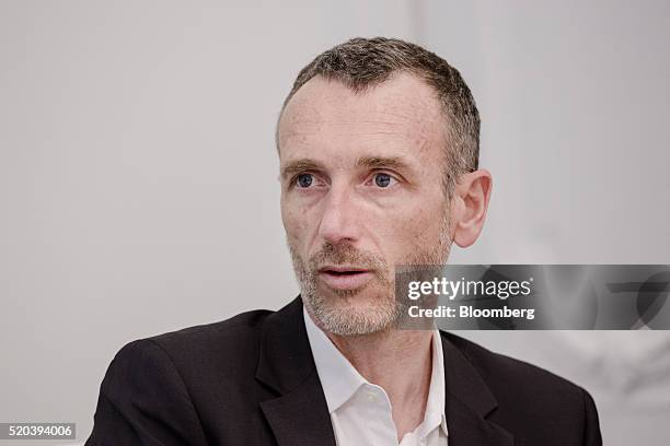 Emmanuel Faber, chief executive officer of Danone SA, speaks during an interview in Paris, France, on Friday, April 8, 2016. Danone, the world's...