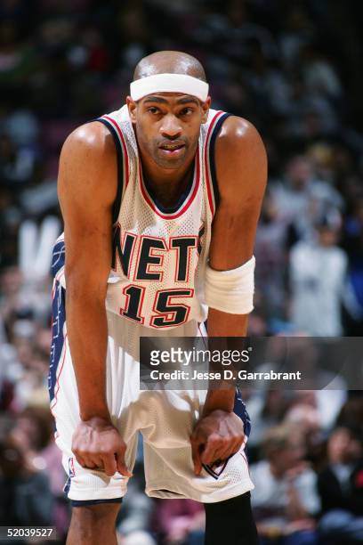 Vince Carter of the New Jersey Nets against the Golden State Warriors January 7, 2004 at the Continental Airlines Arena in East Rutherford, New...