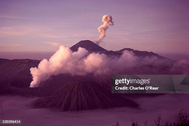 mount bromo and mount semeru - cinder cone volcano stock pictures, royalty-free photos & images