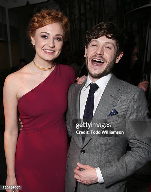 Sophie Turner and Iwan Rheon attend the after party for the premiere Of HBO's "Game Of Thrones" Season 6 at the Roosevelt Hotel on April 10, 2016 in...