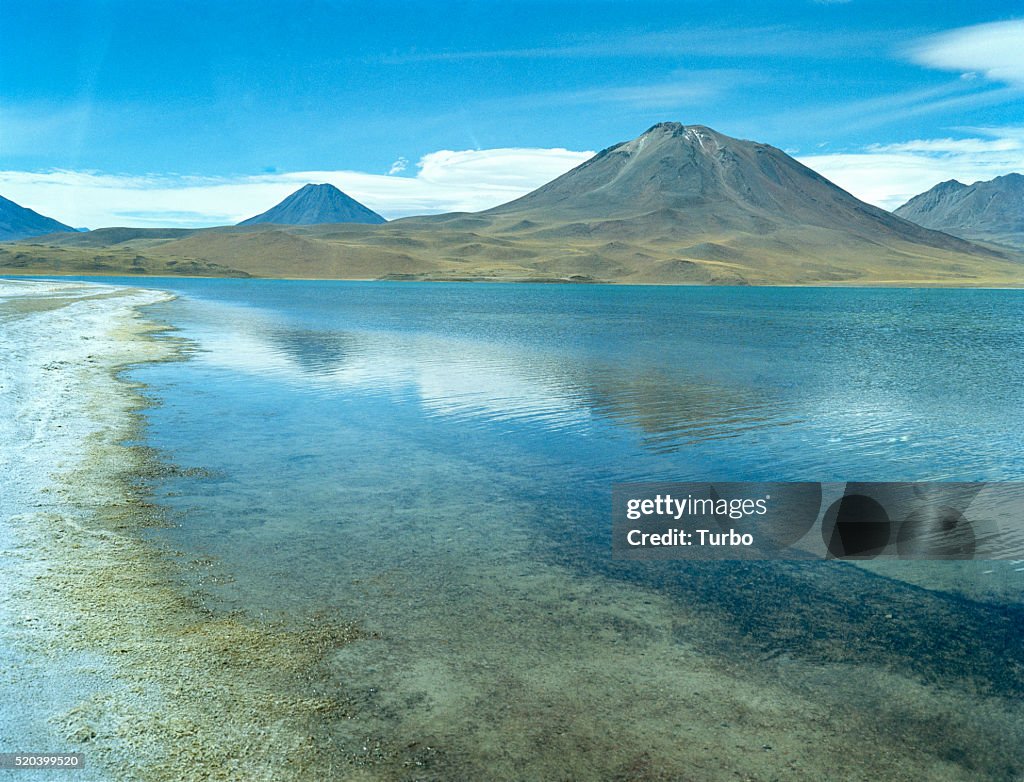 Chile, Atacama desert, lake and mountains