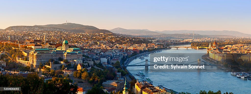 Chain Bridge over Danube River and parliament
