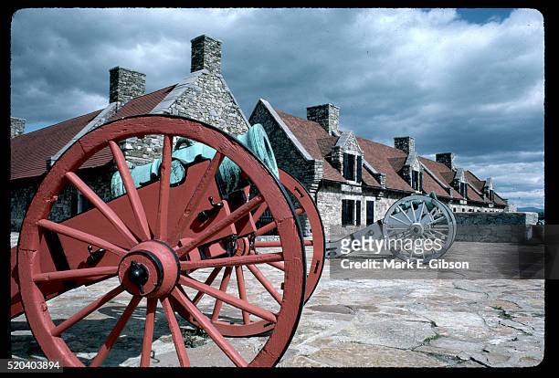 cannons at fort ticonderoga - fort ticonderoga stock pictures, royalty-free photos & images
