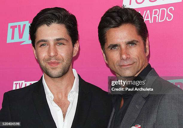 Actors Josh Peck and John Stamos attend the TV Land Icon Awards at The Barker Hanger on April 10, 2016 in Santa Monica, California.